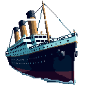 Pixel-art wreck of the RMS Titanic